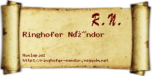 Ringhofer Nándor névjegykártya