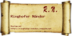 Ringhofer Nándor névjegykártya